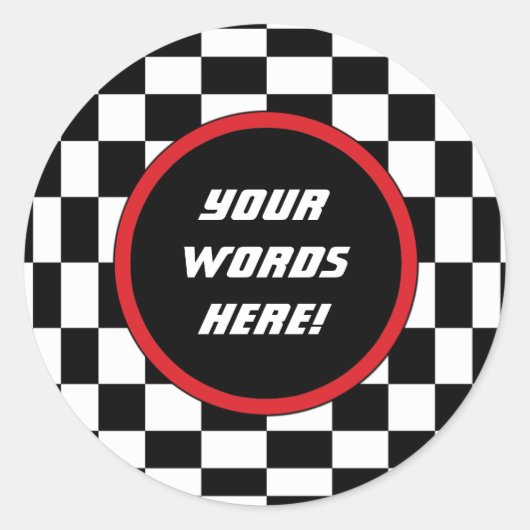 Gecontroleerde vierkant aangepaste tekst ronde sticker (Voorkant)