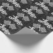 Gecontroleerde vlag en Racing Theme Black en White Cadeaupapier (Hoek)