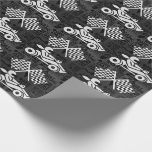 Gecontroleerde vlag en Racing Theme Black en White Cadeaupapier