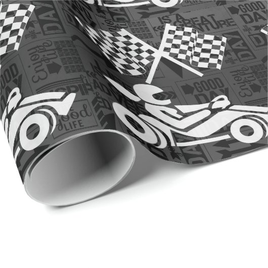 Gecontroleerde vlag en Racing Theme Black en White Cadeaupapier (Rol Hoek)