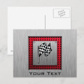 gecontroleerde vlag; geborsteld aluminium uiterlij briefkaart (Voorkant / Achterkant)