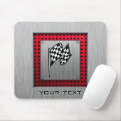 gecontroleerde vlag; geborsteld aluminium uiterlij muismat (Met muis)