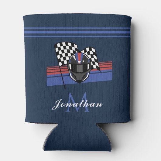 Gecontroleerde vlag & Helmmotorfiets - Aangepaste  Blikjeskoeler (Achterkant)