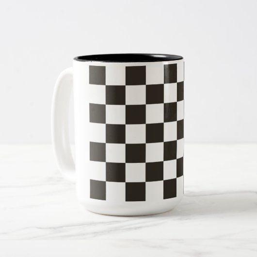 Gecontroleerde vlag (zwart en wit) (het Patroon va Tweekleurige Koffiemok (Voorkant links)
