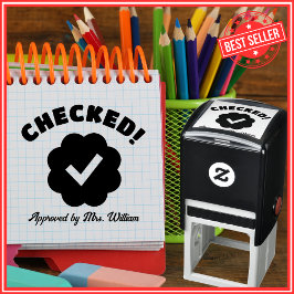 Gecontroleerde werk geverifieerde teken leraar zelfinktende stempel