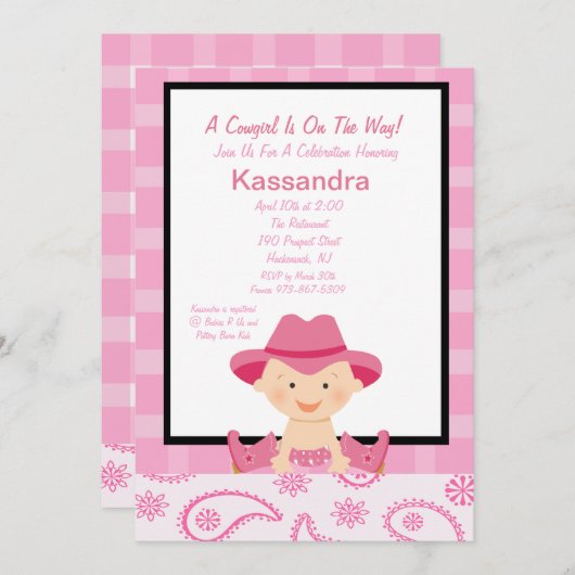 Gecontroleerde, Westerne Uitnodiging van het Baby (Voorkant / Achterkant)