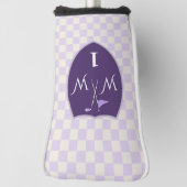 Gecontroleerde witte crème en Paars monogram en nu Golfheadcover (Draai 90)