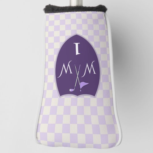 Gecontroleerde witte crème en Paars monogram en nu Golfheadcover (Draai 90)