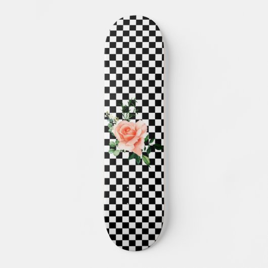 Gecontroleerde zwart-witafdrukken en roze roze afd persoonlijk skateboard (Voorkant)