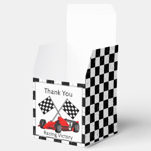 Gecontroleerde zwart-witte Race-Car-cadeaus Bedankdoosjes (Geopend)