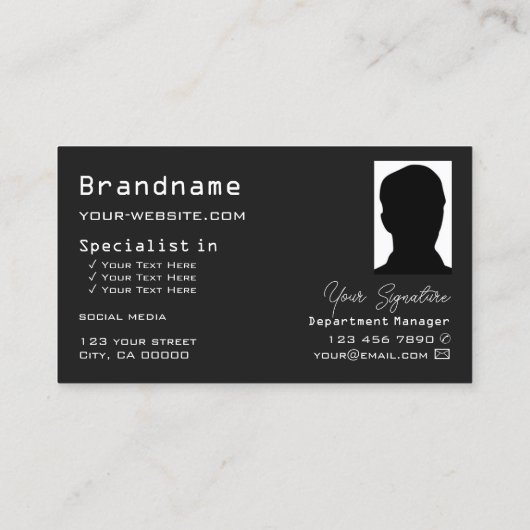 Gecontroleerde zwarte donkergrijs met monogram en visitekaartje (Achterkant)