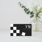 Gecontroleerde zwarte donkergrijs met monogram en  visitekaartje (Staand voorkant)