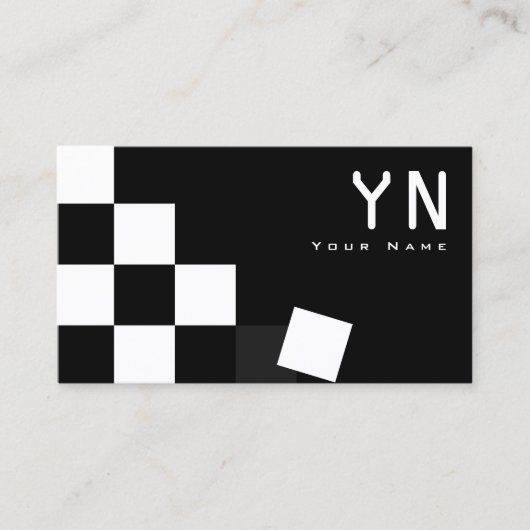 Gecontroleerde zwarte donkergrijs met monogram en  visitekaartje (Voorkant)