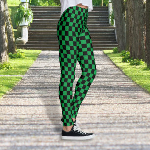 Gecontroleerde zwarte en groene Leggings