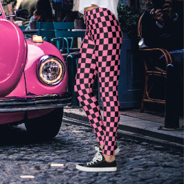 Gecontroleerde zwarte en roze Leggings