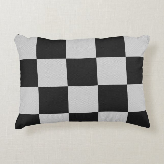 Gecontroleerde zwarte en witte vierkantjes of KLAN Accent Kussen (Voorkant)