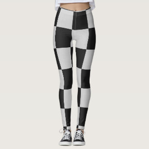 Gecontroleerde zwarte en witte vierkantjes of KLAN Leggings