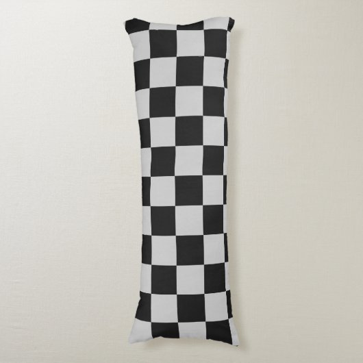 Gecontroleerde zwarte en witte vierkantjes of KLAN Lichaamskussen (Voorkant Verticaal)