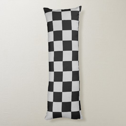 Gecontroleerde zwarte en witte vierkantjes of KLAN Lichaamskussen (Achterkant (Verticaal))