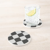 Gecontroleerde zwarte en witte vierkantjes of KLAN Zandsteen Onderzetter (Zijkant)