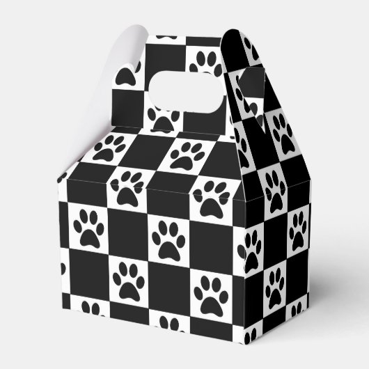 Gecontroleerde zwarte Pawprints Bedankdoosjes (Achterkant)