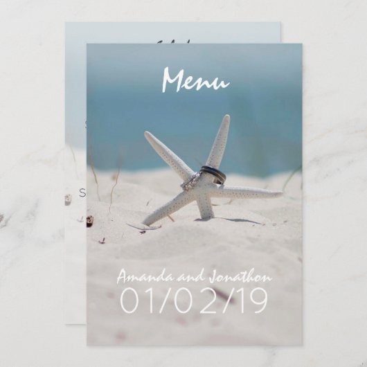 Gecoördineerd Beach Wedding Theme Suite Menu (Voorkant / Achterkant)