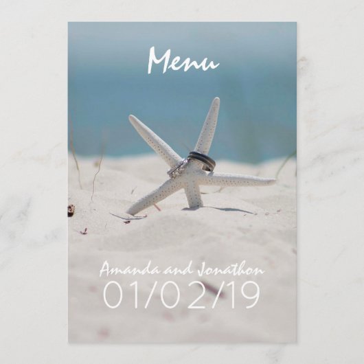 Gecoördineerd Beach Wedding Theme Suite Menu (Voorkant)