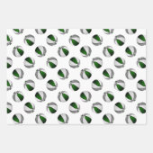 Gecoördineerde sport cadeau groen grijs basketbal inpakpapier vel (Voorkant 3)
