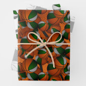 Gecoördineerde sport cadeau groen grijs basketbal inpakpapier vel (In situ)