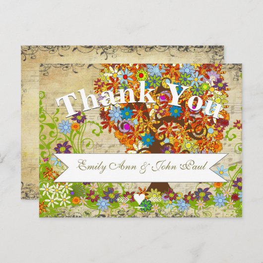 Gecorrigeerd bos Dank je bruiloft Briefkaart (Voorkant / Achterkant)