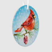 GECORRIGEERD: kardinaal - rode vogelsiervormer Ornament (voorkant)