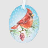 GECORRIGEERD: kardinaal - rode vogelsiervormer Ornament (voorkant)