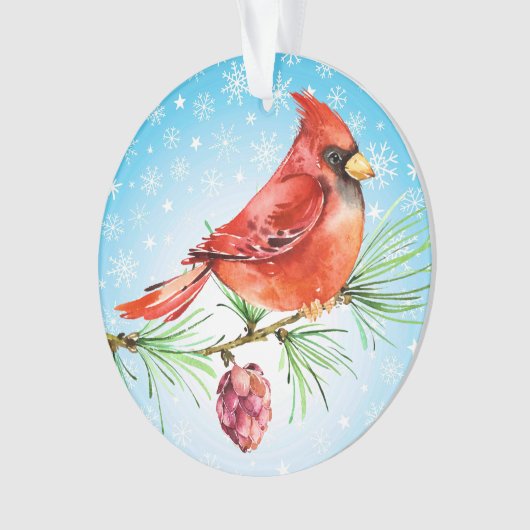 GECORRIGEERD: kardinaal - rode vogelsiervormer Ornament (voorkant)