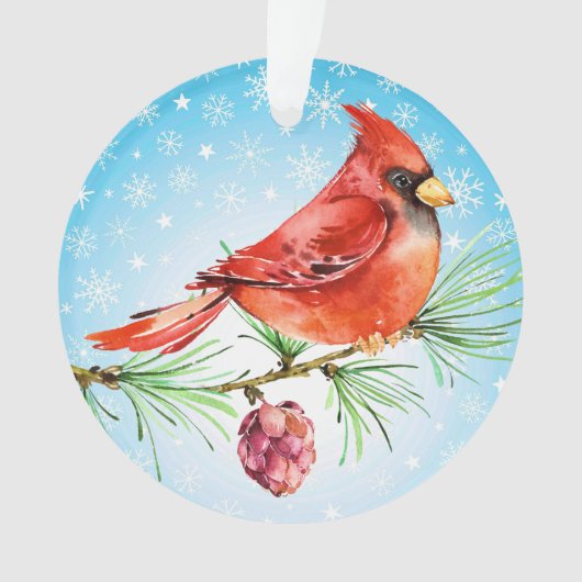 GECORRIGEERD: kardinaal - rode vogelsiervormer Ornament (voorkant)