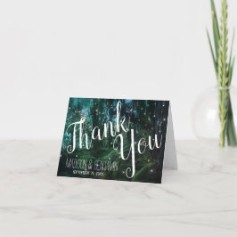 Gecorrigeerde bosvuile lichten bruiloft Dank je we Kaart