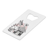 Gecorrigeerde feestelijke en feilloze woning creditkaart flessenopener (Voorkant Gekanteld)