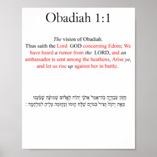 Gecorrigeerde King Jams Obadiah 1:1 Poster