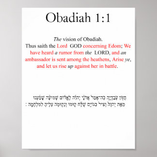 Gecorrigeerde King Jams Obadiah 1:1 Poster