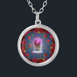 Gecorrigeerde magische rode roze schoonheid zilver vergulden ketting<br><div class="desc">neckalme</div>
