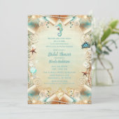 Gecorrigeerde room onder Zee Pearls Ribbon Bridal Kaart (Staand voorkant)