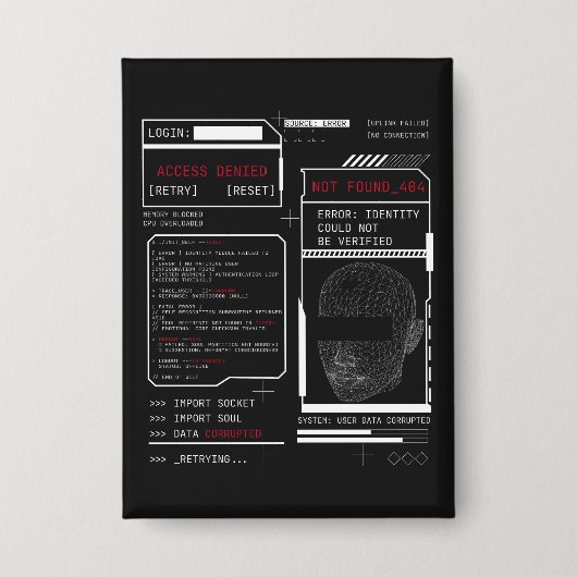 Gecorrumpeerd - Techno-Brutalist Streetwear Design Button (Voorkant)