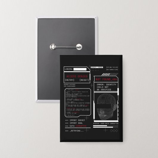 Gecorrumpeerd - Techno-Brutalist Streetwear Design Button (Voorkant / Achterkant)
