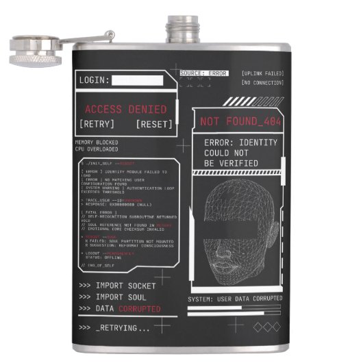 Gecorrumpeerd - Techno-Brutalist Streetwear Design Heupfles (Geopend)