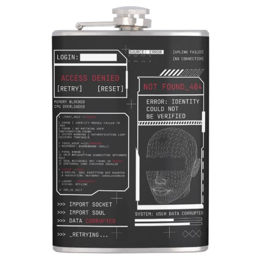 Gecorrumpeerd - Techno-Brutalist Streetwear Design Heupfles (Voorkant)