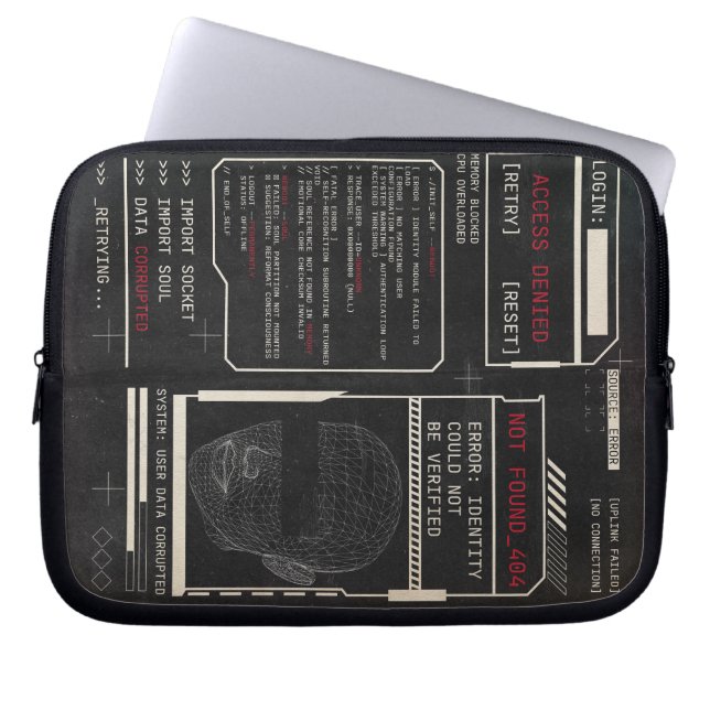 Gecorrumpeerd - Techno-Brutalist Streetwear Design Laptop Sleeve (Voorkant)