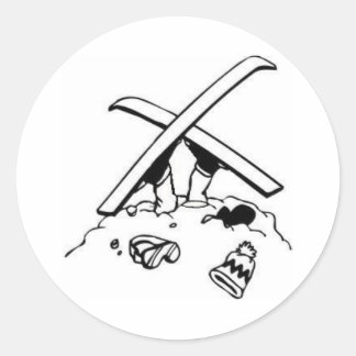 Gecrashte skiër ronde sticker
