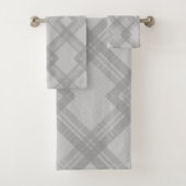 Gecrisseerde donkere en lichtgrijze chequewissel bad handdoek (Insitu)