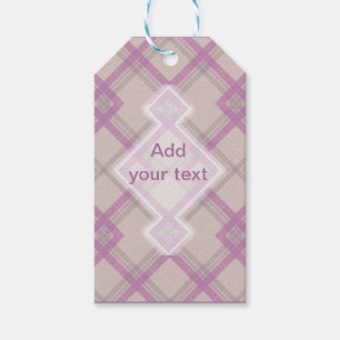 Gecroseerde Happy Paars & crème, witte cheques Cadeaulabel