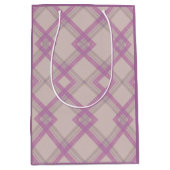 Gecroseerde Happy Paars & crème, witte cheques Medium Cadeauzakje (Voorkant)