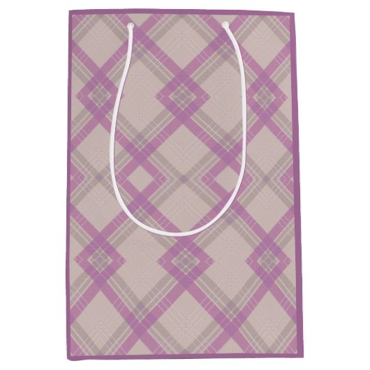 Gecroseerde Happy Paars & crème, witte cheques Medium Cadeauzakje (Voorkant)
